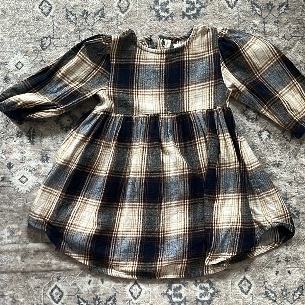 Girls Plaid Long Sleeve Dress